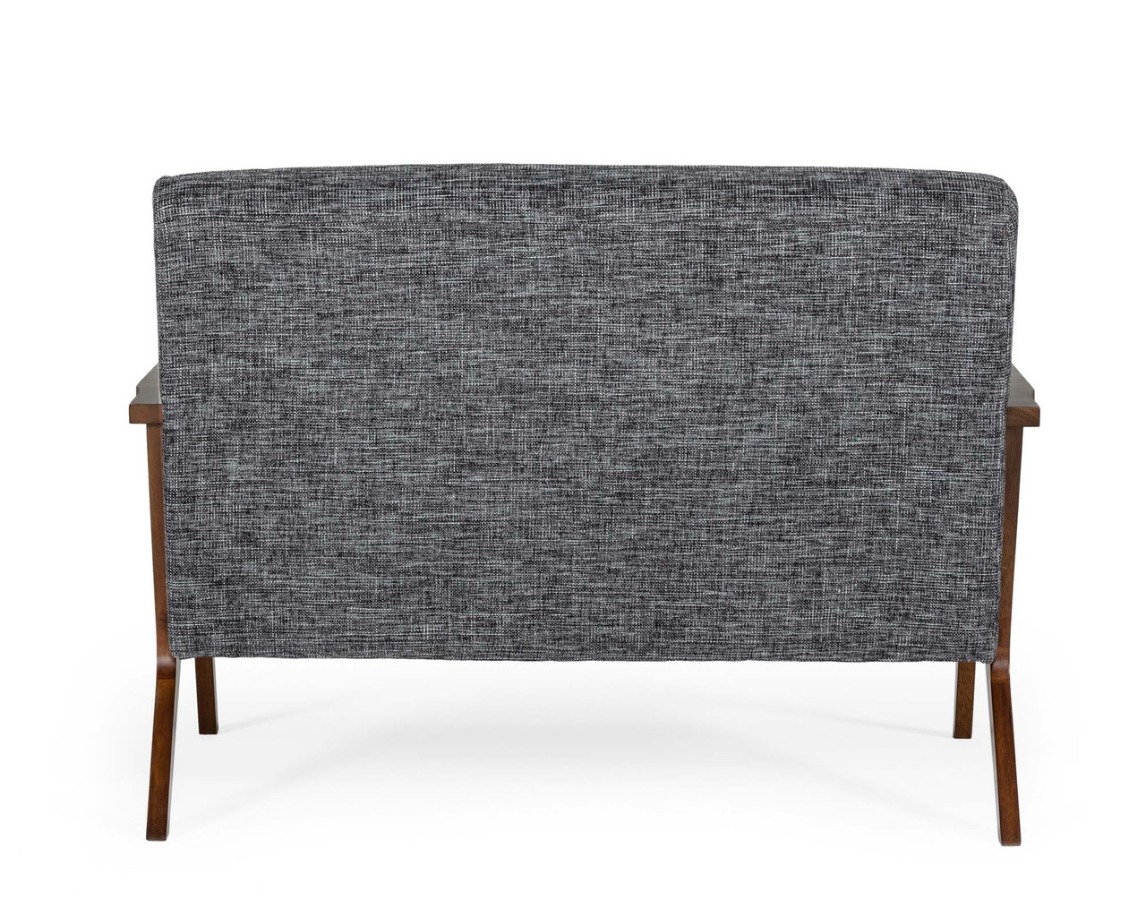 Modrest Candea - Mid-Century Walnut and Grey Compact Loveseat - Thumbnail 3