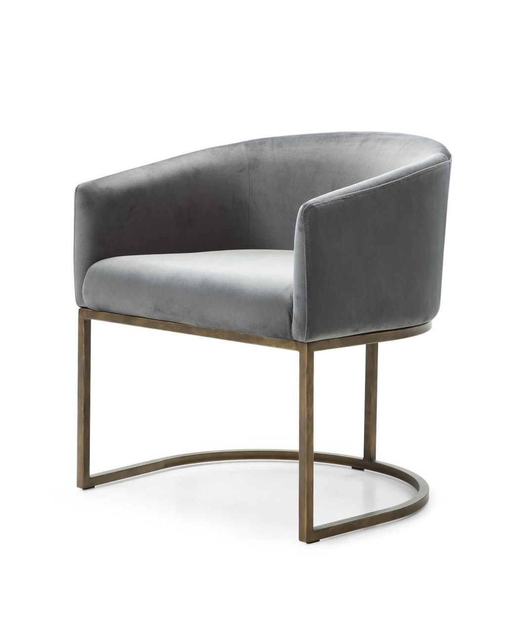 Modrest Elisa Modern Grey Velvet Brass Dining Chair