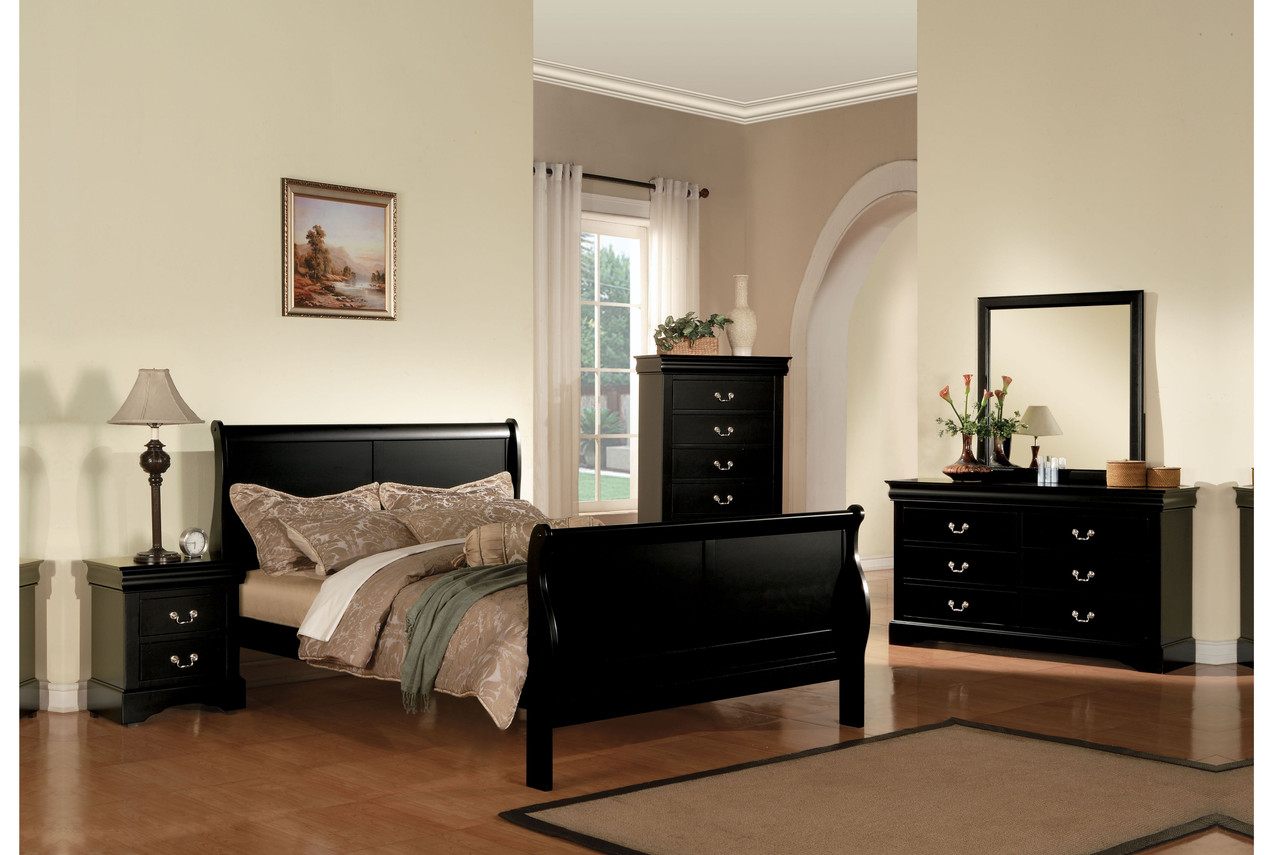 Louis Philippe III Queen Bed in Dark Gray - Acme Furniture 24930Q