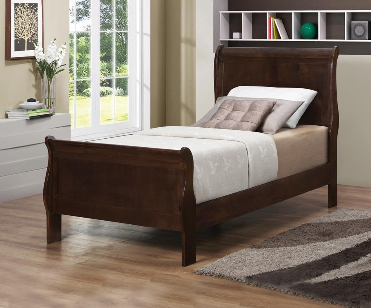 Louis Philippe Panel Sleigh Bed Cappuccino - Queen 202411Q by