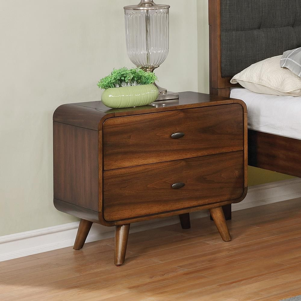 Robyn 2-drawer Nightstand Bedside Table Dark Walnut / CS-205132