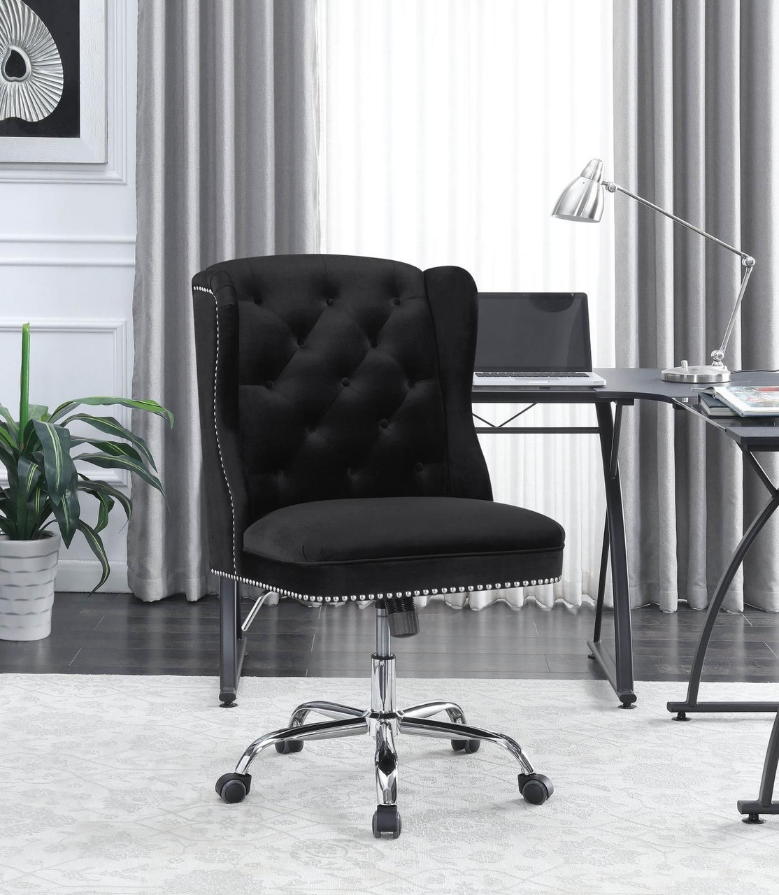 Cruz Upholstered Office Chair with Padded Seat Grey and Chrome