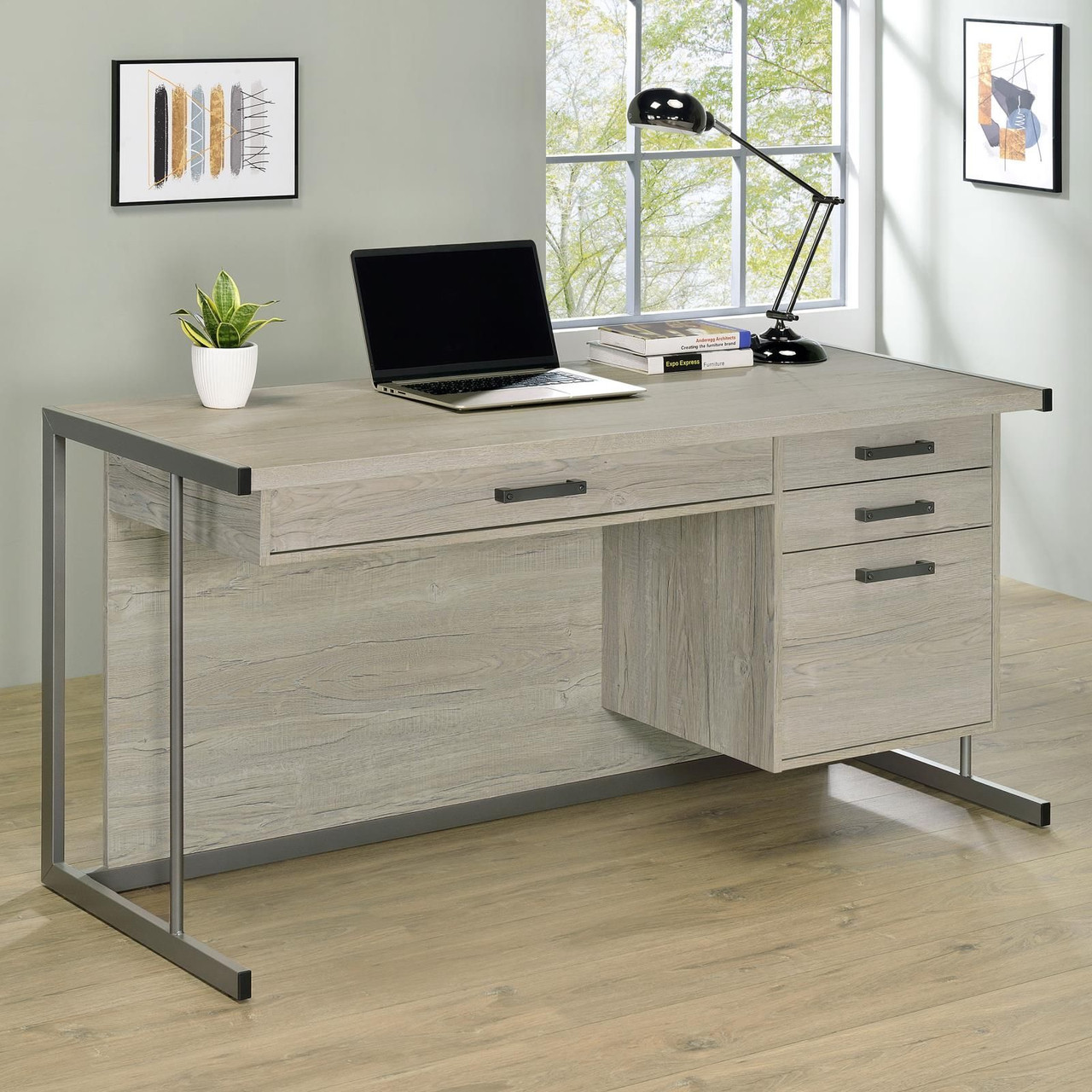 gunmetal grey desk