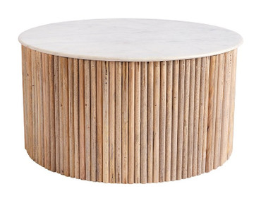 Modrest - Cambridge White Marble & Mango Round Coffee Table / VGEDRID108008-CT