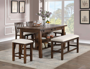 FREDONIA 6 Pc. Counter Ht. Table Set w/ 2 PC + bench + 2 Stools / CM3902PT-6PC