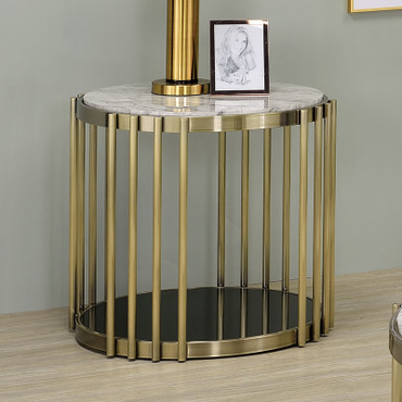 OFELIA End Table, Antique Brass/Black / CM4558E