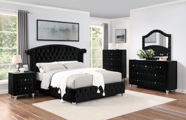 ZOHAR Queen Bed, Black / CM7130BK-Q-BED