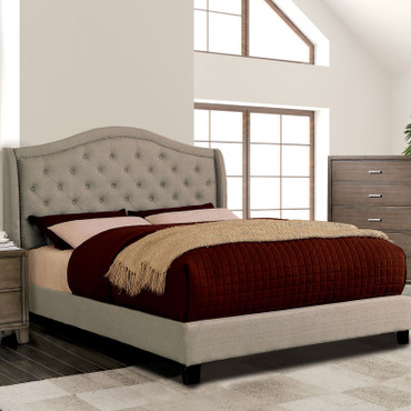 CARLY Cal.King Bed, Warm Gray / CM7160CK-BED-VN