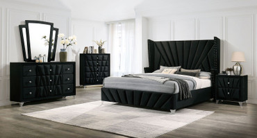 CARISSA Queen Bed + 1NS + Dresser + Mirror / CM7164BK-Q-4PC