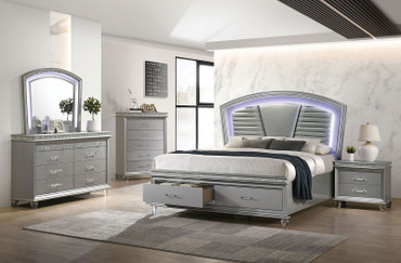 MADDIE Queen Bed, Silver / CM7899SV-Q-BED