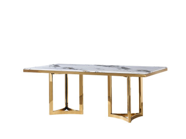 Modrest Loomis - White Marble & Gold Dining Table / VGZAT1301