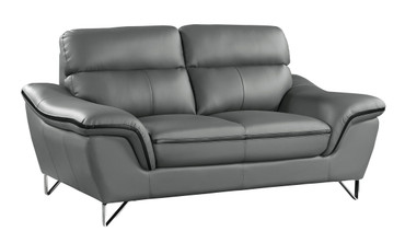 86" Modern Wood and Leather Upholstered Sofa / 168-GRAY-S