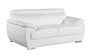 Modern Leather Upholstered Recliner Loveseat in White / 4571-WHITE-L