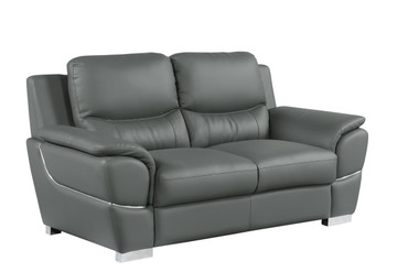 69" Modern Faux Leather Upholstered Loveseat in Gray / 4572-GRAY-L