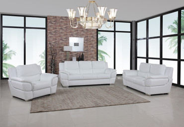 Modern Leather Upholstered Sofa Set in White / 4572-WHITE