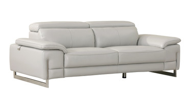 87" Modern Genuine Italian Leather Sofa in Light Gray / 636-LIGHT-GRAY-S