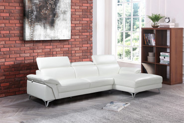 Modern Genuine Italian Leather Sectional / 727-WHITE-SECT