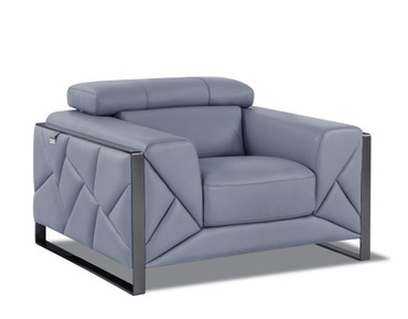 Modern Genuine Italian Leather Upholstered Chair / 903-LIGHT_BLUE-CH