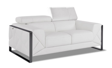 Modern Genuine Italian Leather Upholstered Loveseat / 903-WHITE-L