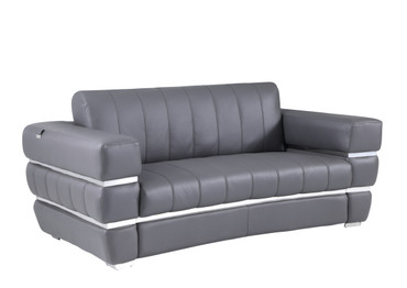 Modern Genuine Italian Leather Upholstered Loveseat / 904-DK_GRAY-L