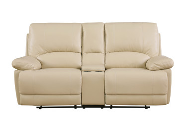 76" Transitional Leather Air Console Loveseat / 9345-BEIGE-CL