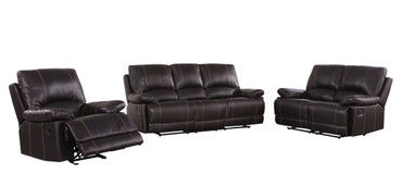 Transitional Leather Air Upholstered Sofa Set / 9345-BROWN