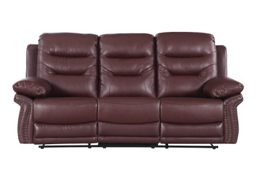 Modern Contemporary Leather Upholstered Sofa / 9392-BURGUNDY-S