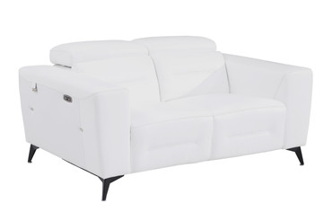 Italian Leather Loveseat with Power Recliner / 989-WHITE-L