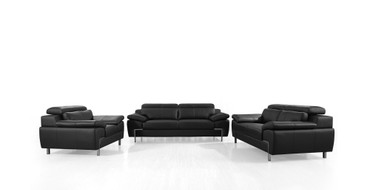 Divani Casa Grange - Modern Black Leather Sofa Set / VGBNS-2116-SET-BLK