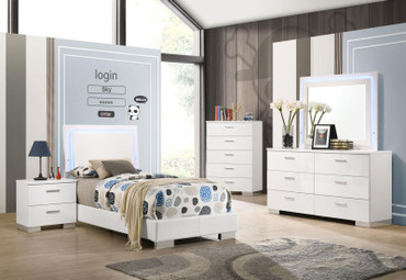 Felicity 5-piece Twin Bedroom Set White High Gloss / CS-203500T-S5L