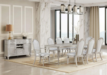 Evangeline 5-piece Dining Table Set with Extension Leaf Ivory and Silver Oak / CS-107551-S5