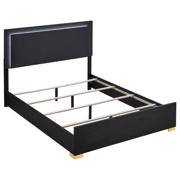Marceline Wood Full LED Panel Bed Black / CS-222831F