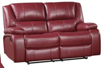 Camila Upholstered Motion Reclining Loveseat Red Faux Leather / CS-610242