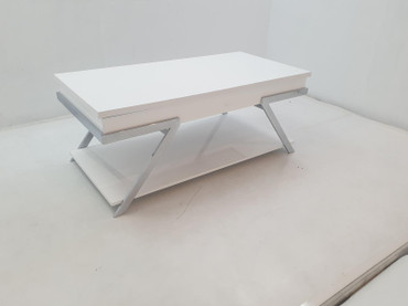 Marcia Wood Rectangular Lift Top Coffee Table White High Gloss and Chrome / CS-708158