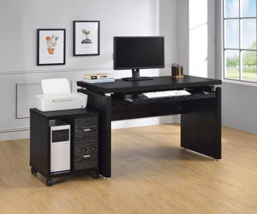 Russell 2-Piece Computer Desk With Mobile CPU Stand Black Oak / CS-800821-S2