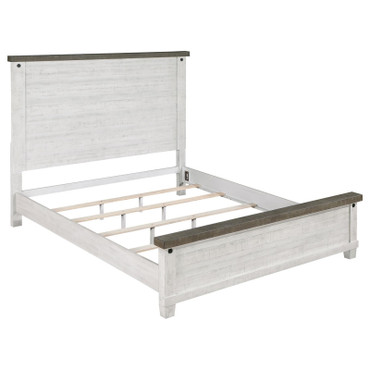 Lilith Wood Queen Panel Bed Distressed White / CS-224471Q