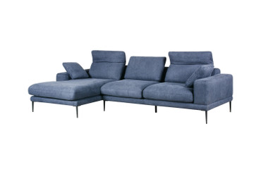 Divani Casa Corwith - Modern Blue Fabric Left Facing Sectional / VGMB-C019-BLU