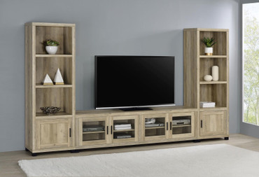 Sachin 3-piece Entertainment Center With 79" TV Stand Antique Pine / CS-736283-SET