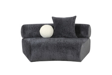 Divani Casa Simpson - Contemporary Dark Grey Fabric Curved Modular Armless Seat with Throw Pillows / VGOD-ZW-23018-GRY-ARMLESS