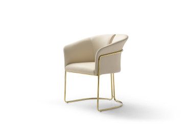 Modrest Renfew - Modern Beige Vegan Leather + Champagne Gold Dining Chair / VGVCB2278-BGE