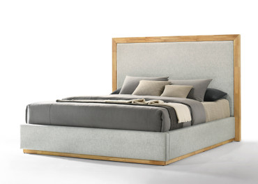 Eastern King Nova Domus Santa Barbara - Modern Grey Fabric + Natural Bed / VGMABR-152-BED-EK