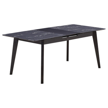 Crestmont Rectangular Dining Table with Faux Marble Top and 16" Self-Storing Extension Leaf Black / CS-121251