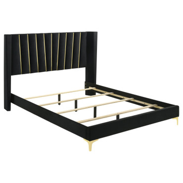 Kendall Upholstered Queen Panel Bed Black / CS-301161Q
