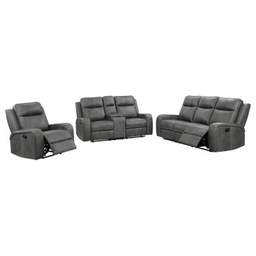 Raelynn Upholstered Track Arm Motion Sofa Grey / CS-603191