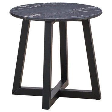 Skylark Round End Table with Marble-like Top Letizia and Light Oak / CS-707847
