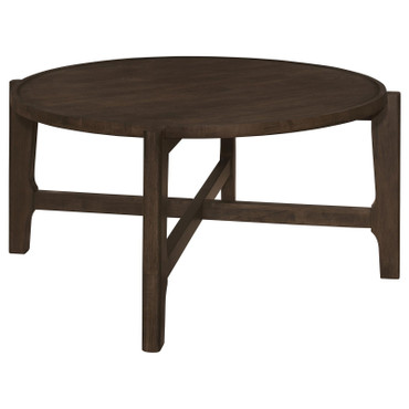 Cota Round Solid Wood Coffee Table Dark Brown / CS-708288