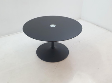 Ganso Round Metal Coffee Table with Tempered Glass Top Black / CS-709688