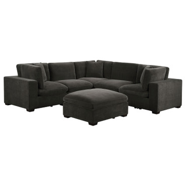 Lakeview 6-piece Upholstered Modular Sectional Sofa Dark Chocolate / CS-551464-SET