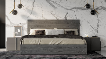 Full Nova Domus Lucia - Italian Modern Matte Grey / Elm Grey Bed + 2 Nightstands Set / VGACLUCIA-BEDNS-SET-FULL