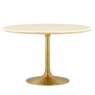 Lippa 48" Round Artificial Travertine  Dining Table / EEI-6756